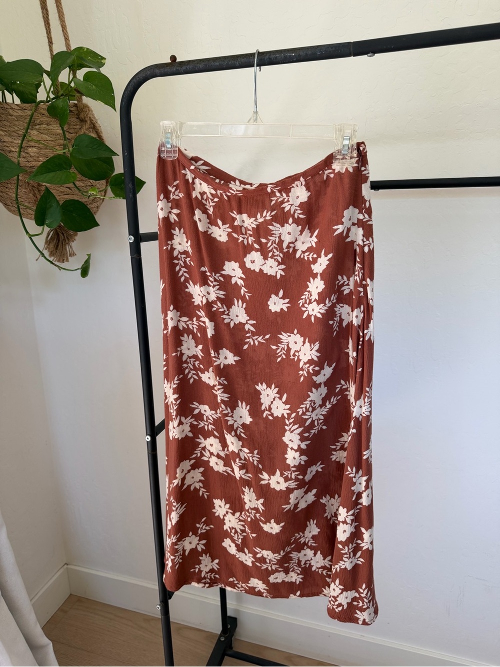 Billabong Rust Floral Midi Slip Skirt